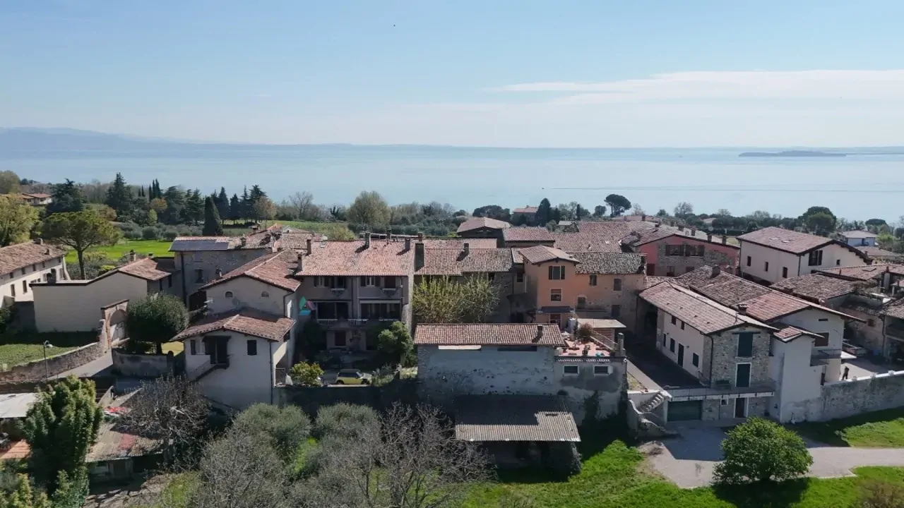 Aerial view of the village with houses and vegetation