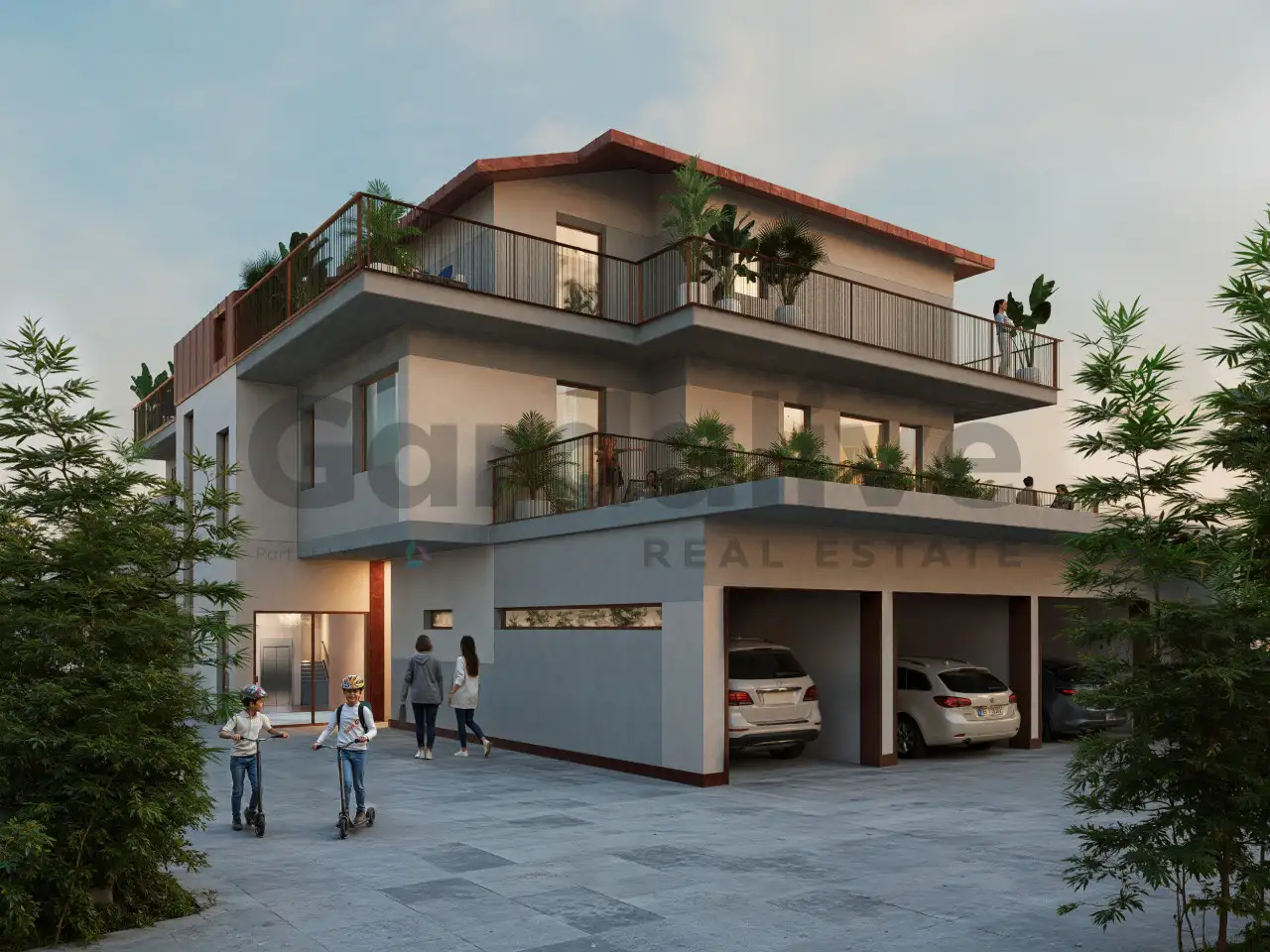 Modernes Gebäude mit Terrassen und Garagen in Salò