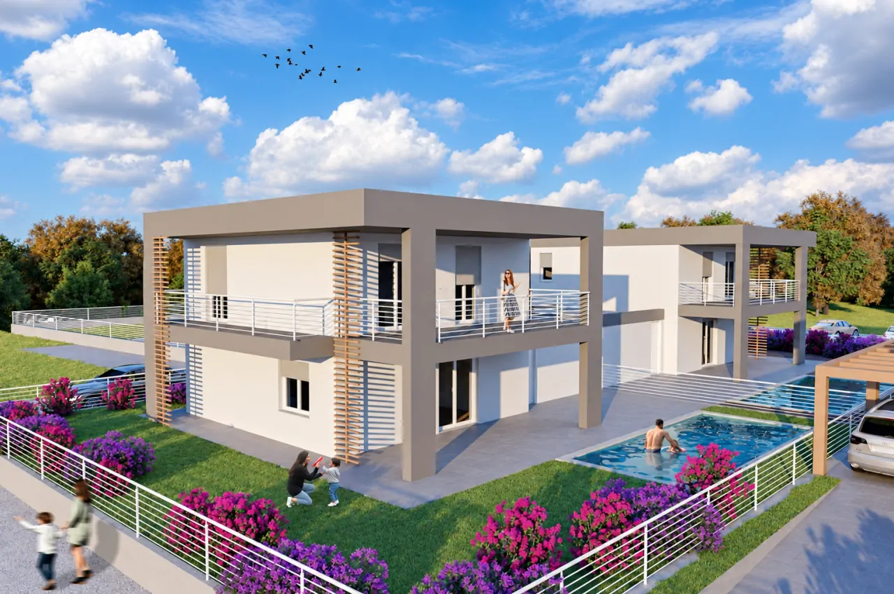 Modern villa with pool and fenced garden in Manerba del Garda